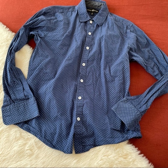 Beverly Hills polo club blue button up patterned S - Picture 1 of 3
